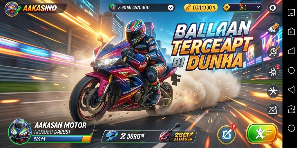 Tampilan gameplay AAKASINO dengan balapan motor yang seru.