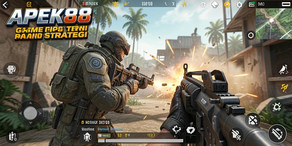 Tangkapan layar utama APEK88 menampilkan pertempuran seru dalam game TPS.