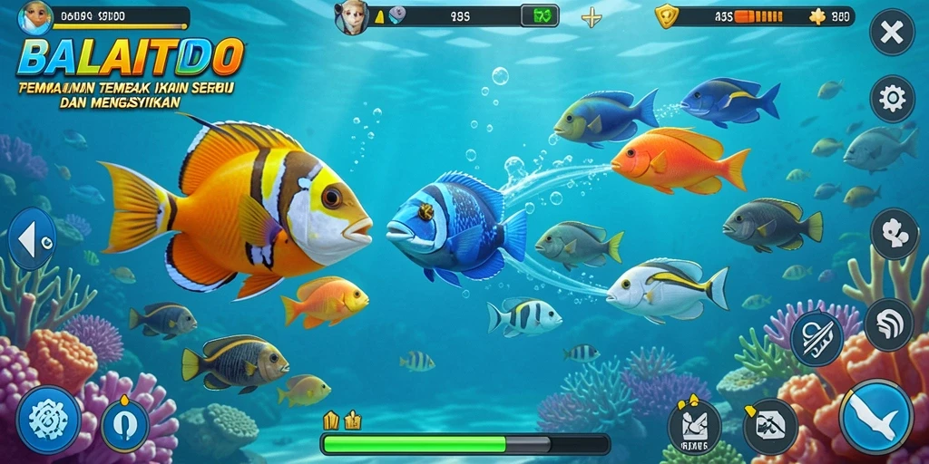 Screenshot BALAITOTO yang menampilkan aksi menembak ikan yang seru.
