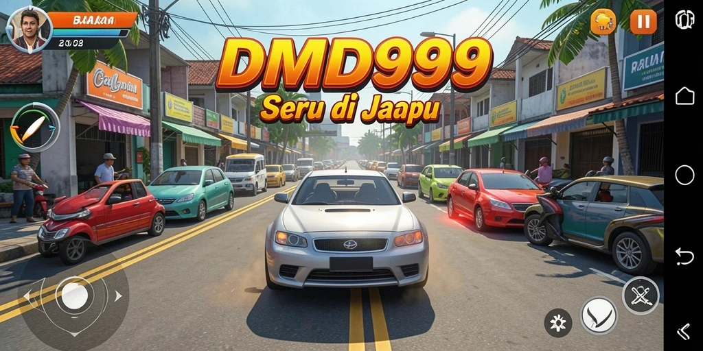 Tampilan gameplay DMD999 dengan aksi balapan yang mendebarkan.