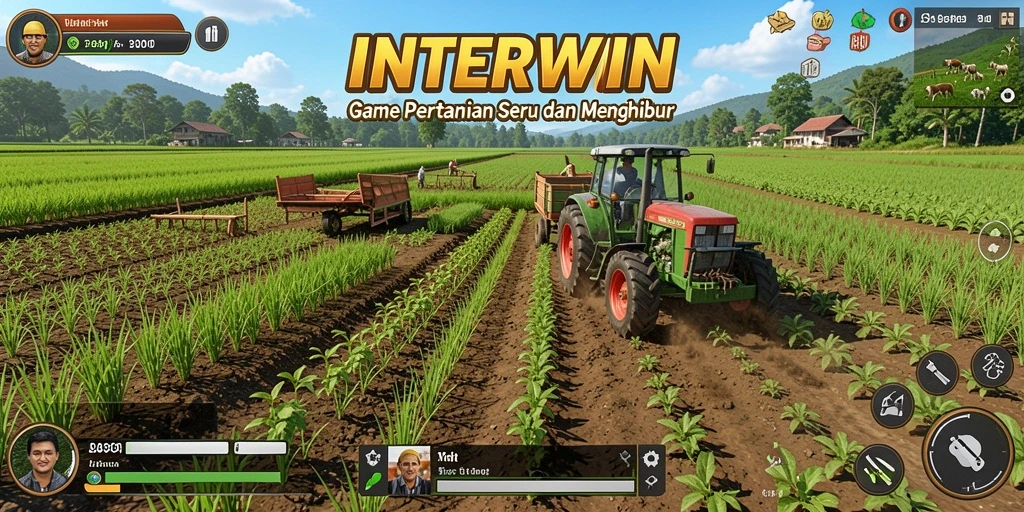 Tampilan gameplay INTERWIN yang menarik dengan kebun yang indah.