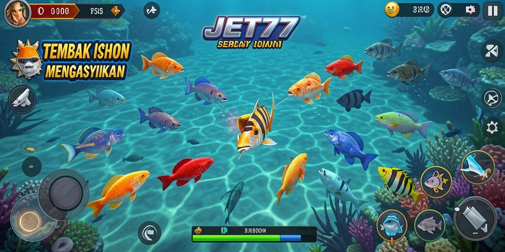 Tampilan menarik dari gameplay Tembak Ikan JET77.