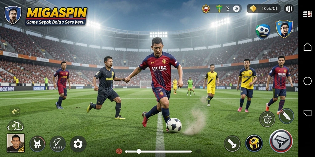 Tampilan gameplay MIGASPIN yang menakjubkan saat pertandingan berlangsung.