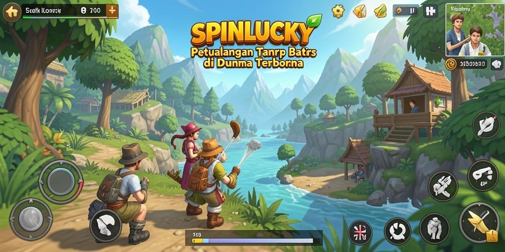 Screenshot menampilkan petualangan seru di dunia terbuka SPINLUCKY.